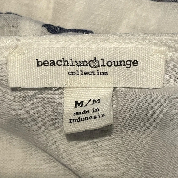 Beachlunchlounge Blue and White Nautical Stripe Linen Cotton Blend Dress Medium - Picture 8 of 9